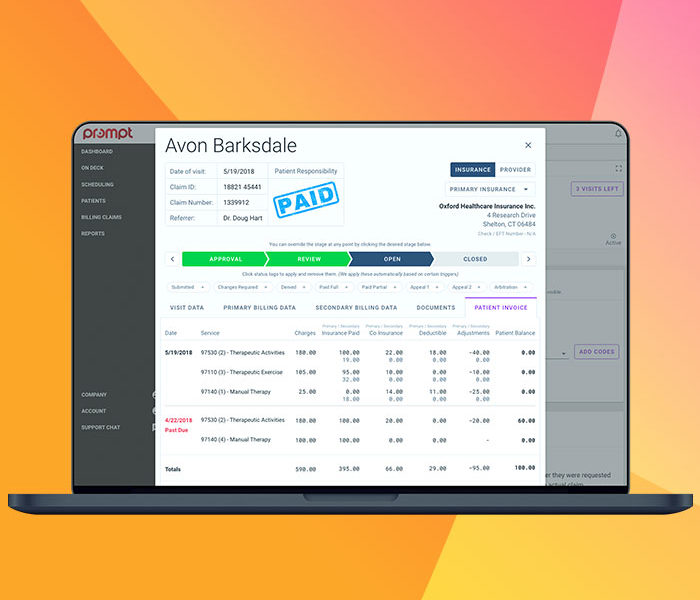Prompt EMR billing screen
