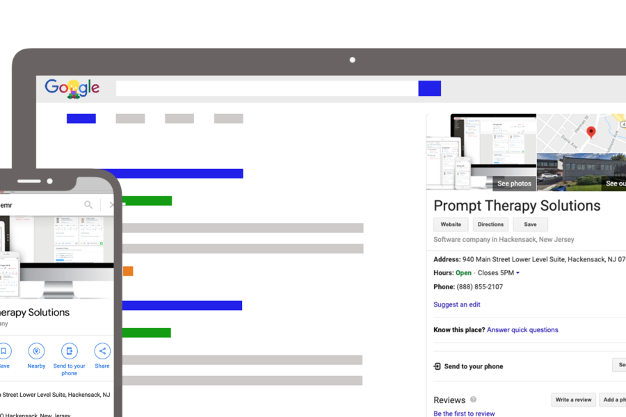 Google My Business listing for PT clinic